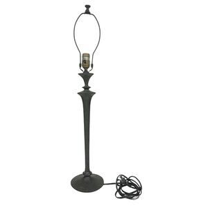 Giacommetti-Style Brutalist Bronze Table Lamp Hammered Black Candlestick 29”